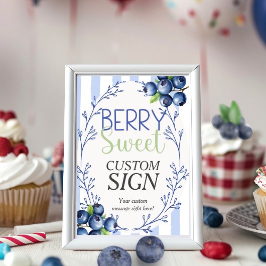 Berry Sweet Custom Pink Blueberry  Sign  Kaart