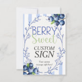 Berry Sweet Custom Pink Blueberry  Sign  Kaart (Voorkant)