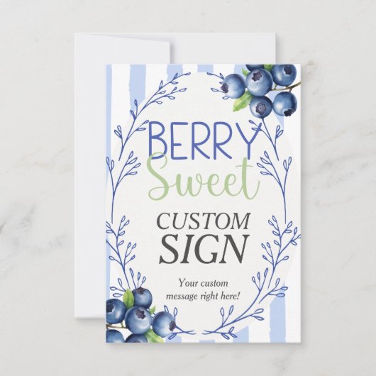 Berry Sweet Custom Pink Blueberry  Sign  Kaart (Voorkant)