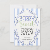 Berry Sweet Custom Pink Blueberry  Sign  Kaart (Achterkant)