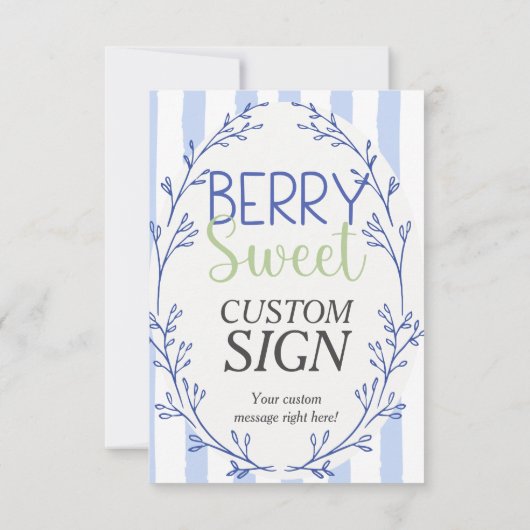 Berry Sweet Custom Pink Blueberry Sign Kaart (Achterkant)