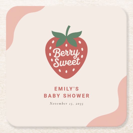 Berry Sweet Cute Baby Shower Kartonnen Onderzetters (Voorkant)