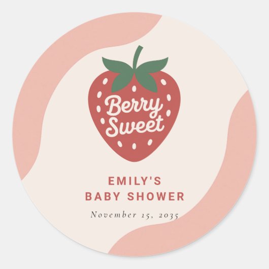 Berry Sweet Cute Baby Shower Ronde Sticker (Voorkant)