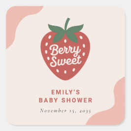 Berry Sweet Cute Baby Shower Vierkante Sticker