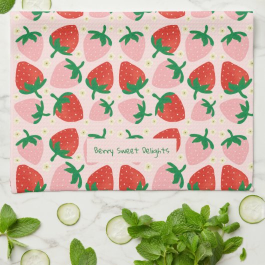 Berry Sweet Delights  Soft Pink Theedoek (Gevouwen)