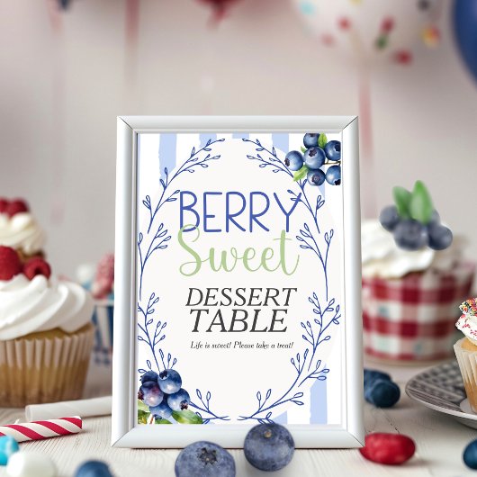 Berry Sweet Dessert TABLE Blueberry  Sign  Kaart