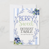Berry Sweet Dessert TABLE Blueberry  Sign  Kaart (Achterkant)