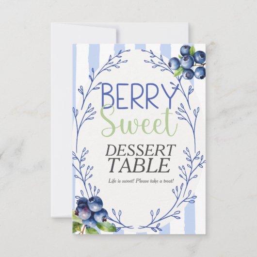 Berry Sweet Dessert TABLE Blueberry  Sign  Kaart (Achterkant)