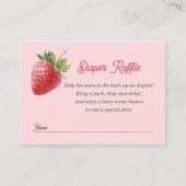 Berry Sweet Diaper Raffle Card-Strawberry Themed Informatiekaartje (Voorkant)