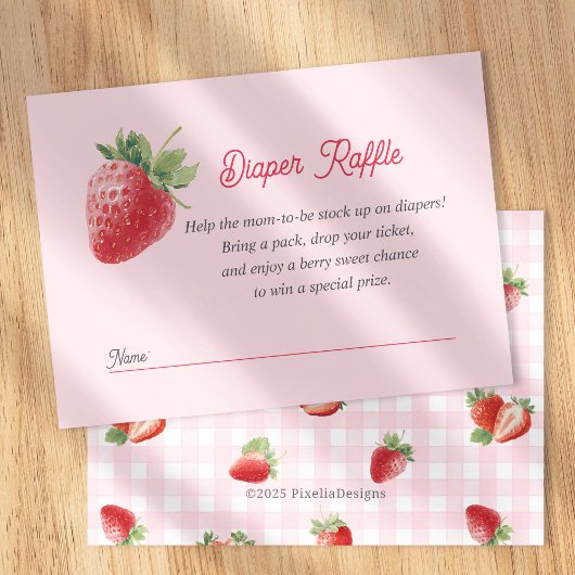 Berry Sweet Diaper Raffle Card-Strawberry Themed Informatiekaartje