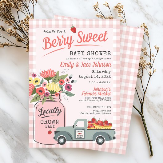 Berry Sweet Digital Farmers Market Baby shower Kaart