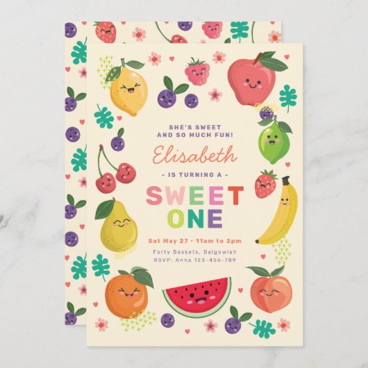 Berry Sweet Een Verjaardag Nodigen Regenboog Schat Kaart (Voorkant / Achterkant)