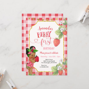 Berry Sweet EERSTE Aardbei Verjaardag Meisje Party Kaart