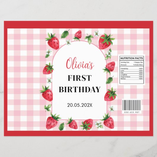 Berry Sweet Eerste Verjaardag Chip Bag Wrapper Flyer (Voorkant)