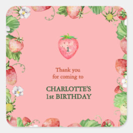 Berry Sweet eerste verjaardag dank je wel Vierkante Sticker