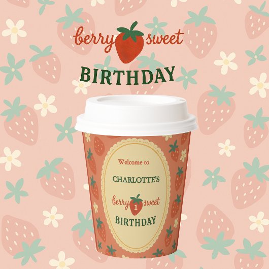 Berry Sweet eerste verjaardag welkom Papieren Bekers