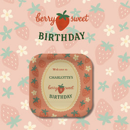 Berry Sweet eerste verjaardag welkom Papieren Bordje