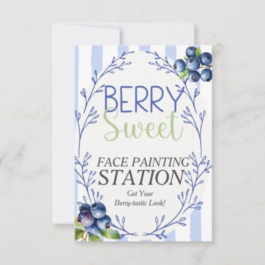 Berry Sweet Face Paint Station Blueberry-teken Kaart (Voorkant)
