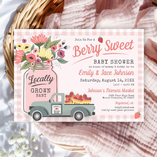 Berry Sweet Farmers Market Baby Girl Shower Kaart