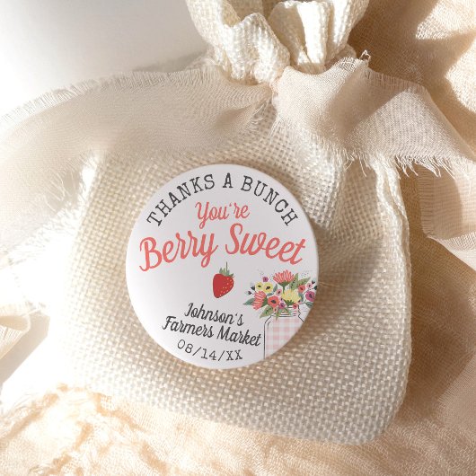 Berry Sweet Farmers Market Baby Girl Shower Thanks Ronde Sticker