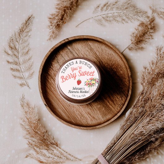 Berry Sweet Farmers Market Baby Girl Shower Thanks Ronde Sticker