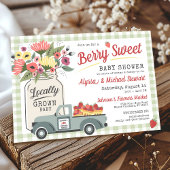 Berry Sweet Farmers Market Gingham Boy Baby Shower Kaart