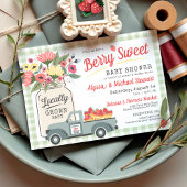 Berry Sweet Farmers Market Gingham Boy Baby Shower Kaart