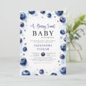 Berry Sweet Farmhouse Chic Blueberries Baby Shower Kaart (Staand voorkant)