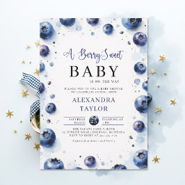 Berry Sweet Farmhouse Chic Blueberries Baby Shower Kaart