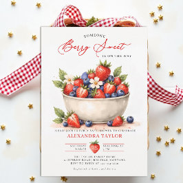 Berry Sweet Farmhouse Chic Watercolor Baby Shower Kaart