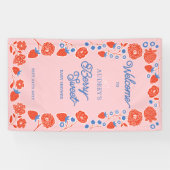 Berry Sweet Floral Aardbei Welkom Baby shower Spandoek (Horizontaal)