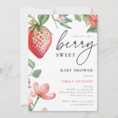 Berry Sweet Floral Baby shower Invitation Kaart (Voorkant)
