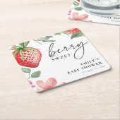 Berry Sweet Floral Baby shower Kartonnen Onderzetters (Schuin)