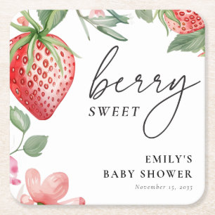 Berry Sweet Floral Baby shower Kartonnen Onderzetters