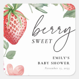 Berry Sweet Floral Baby shower Vierkante Sticker