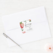 Berry Sweet Floral Baby shower Vierkante Sticker (Envelop)