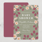 Berry Sweet framboos Baby shower Invitation Kaart (Voorkant / Achterkant)