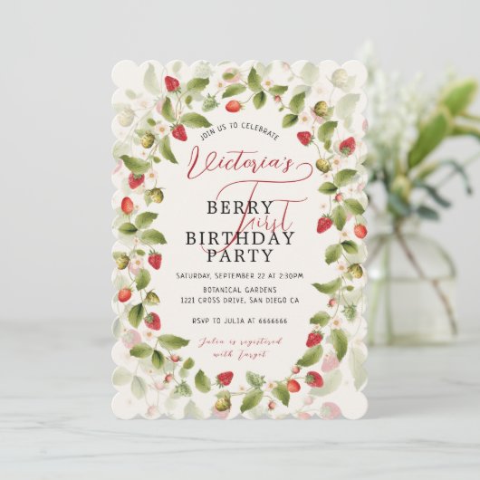 Berry Sweet Fresh Wild Strawberry Foto Verjaardag Kaart (Staand voorkant)