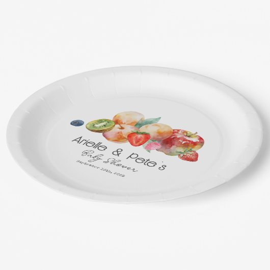Berry Sweet Fruit Baby shower Papieren Bordje (Gekanteld)