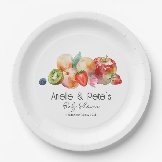 Berry Sweet Fruit Baby shower Papieren Bordje (Voorkant)