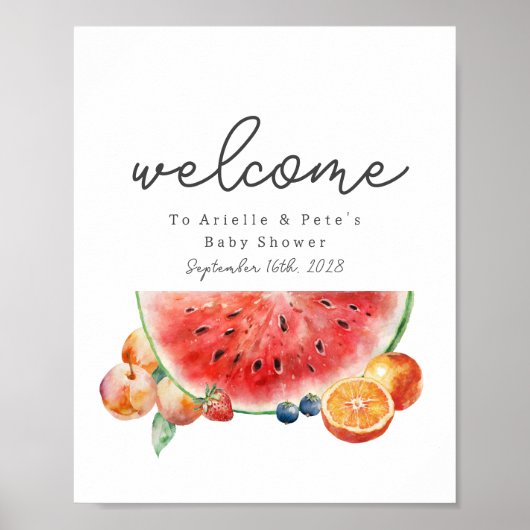 Berry Sweet Fruit Baby shower Welkom Watermeloen Poster (Voorkant)
