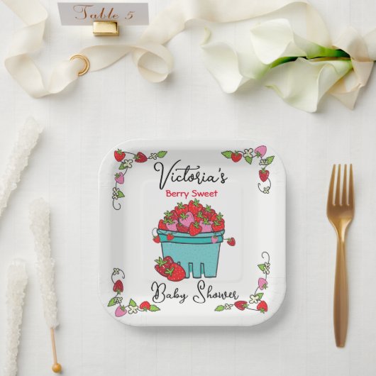 Berry Sweet Fruit Basket Baby shower Papieren Bordje (Huwelijk)