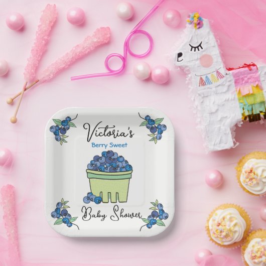 Berry Sweet Fruit Basket Baby shower Papieren Bordje (Feest)