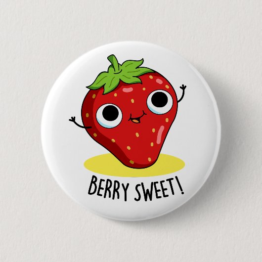 Berry Sweet Funny Strawberry Pun Ronde Button 5,7 Cm (Voorkant)