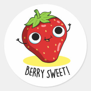 Berry Sweet Funny Strawberry Pun Ronde Sticker