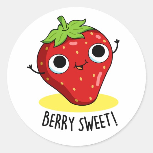 Berry Sweet Funny Strawberry Pun Ronde Sticker (Voorkant)