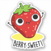 Berry Sweet Funny Strawberry Pun Sticker (Voorkant)