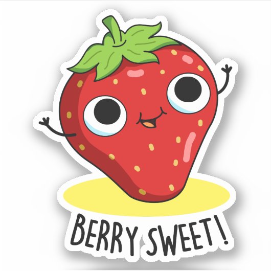 Berry Sweet Funny Strawberry Pun Sticker (Voorkant)