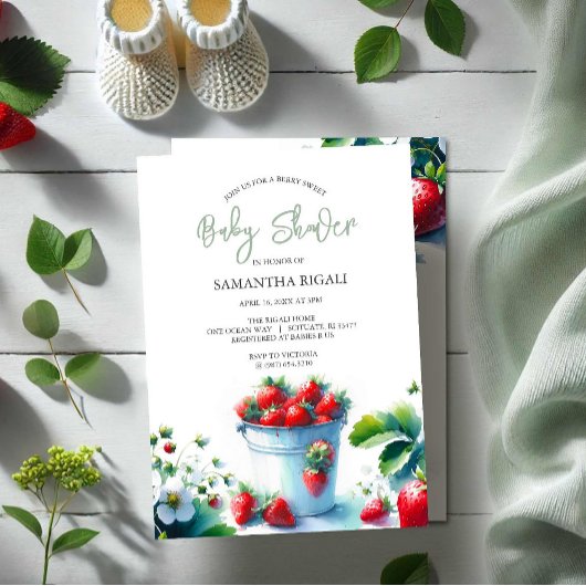 Berry Sweet Genderneutraal Baby shower Kaart