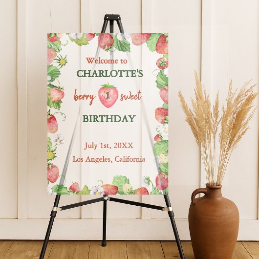 Berry Sweet genderneutraal eerste verjaardag welko Acryl Bord